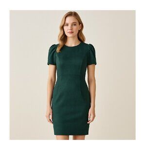 2 for $30 Calvin Klein Short Sleeve Scuba Suede Green Midi Shift Dress 12